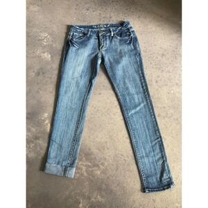 NV Jeans Womens Size 11 Medium Wash Straight Leg Flap Pocket Denim Blue